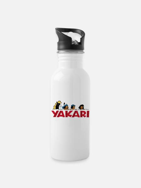 Yakari auf der Pirsch - Trinkflasche mit integriertem Trinkhalm - Weiß