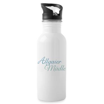 Allgaier Mädle Mädchen aus dem Allgäu (Hell) - Trinkflasche mit integriertem Trinkhalm - Weiß - Rechts