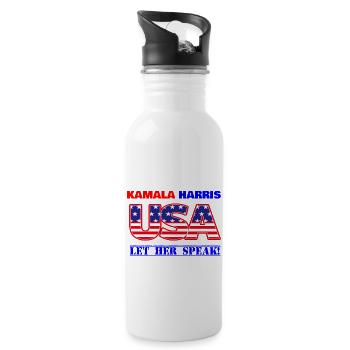 KAMALA HARRIS let her speak - Water bottle with straw - white - Right