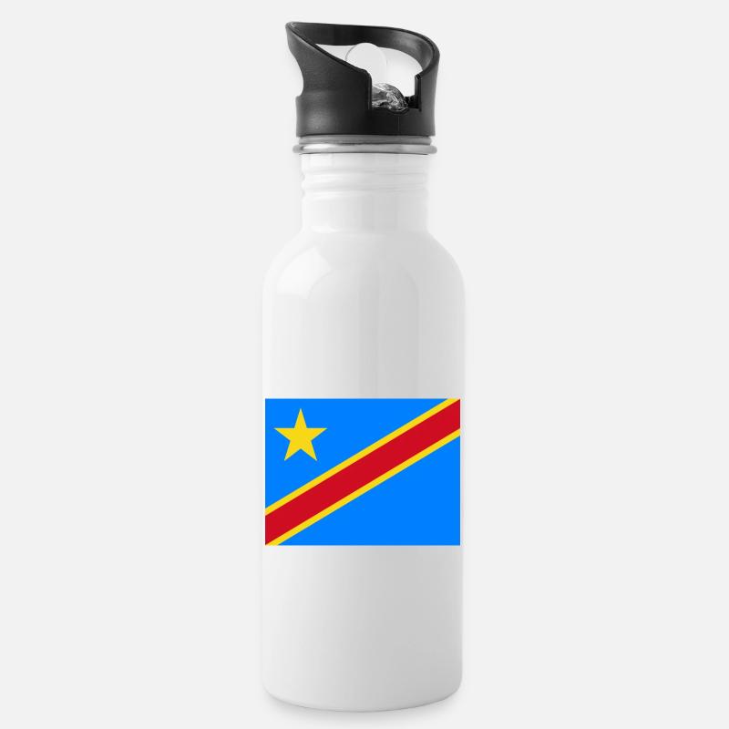 DR Congo flag - Gourde avec paille intégrée - blanc