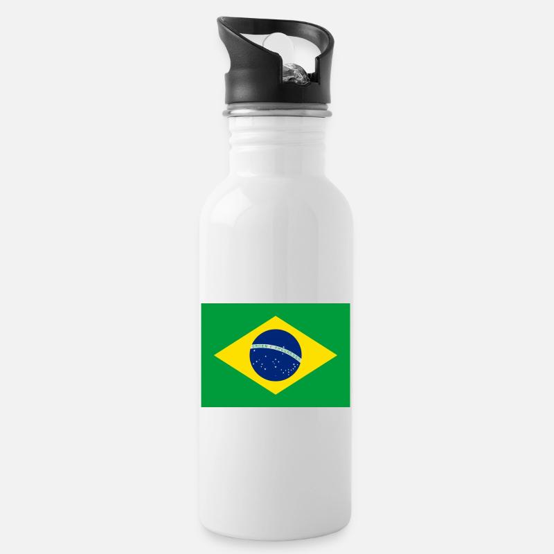 Brazil - Trinkflasche mit integriertem Trinkhalm - Weiß