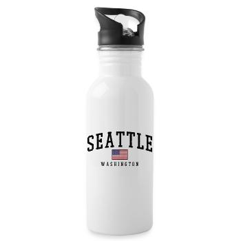 Seattle Washington USA - Water bottle with straw - white - Right