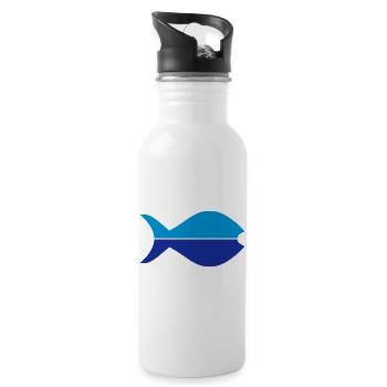 Two halves of fish - Water bottle with straw - white - Right