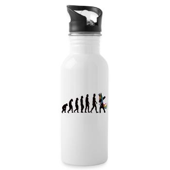Einhorn Evolution - Unicorn Evolution - Trinkflasche mit integriertem Trinkhalm - Weiß - Rechts