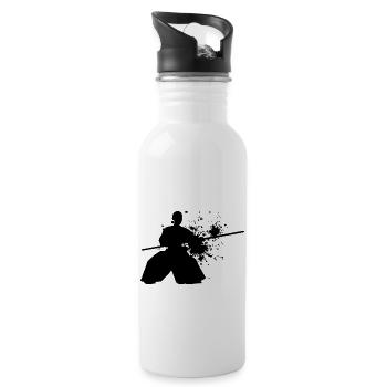 Aikidoka Aikido Kampfsport Martial Arts Herren - Trinkflasche mit integriertem Trinkhalm - Weiß - Rechts