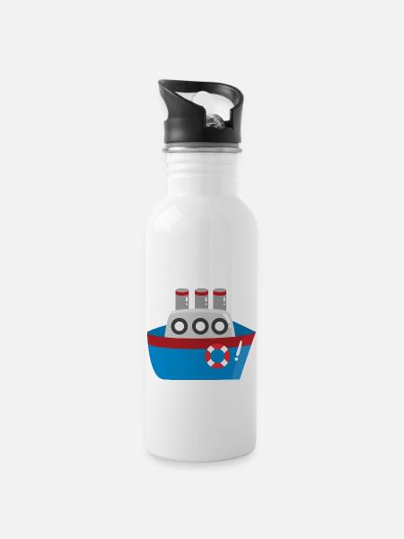 Ship - Water bottle with straw - white