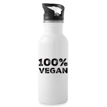100% Vegan - Trinkflasche mit integriertem Trinkhalm - Weiß - Rechts