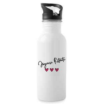 RETRAITE. BONNE RETRAITE. JOYEUSE RETRAITE. - Gourde avec paille intégrée - blanc - Droite