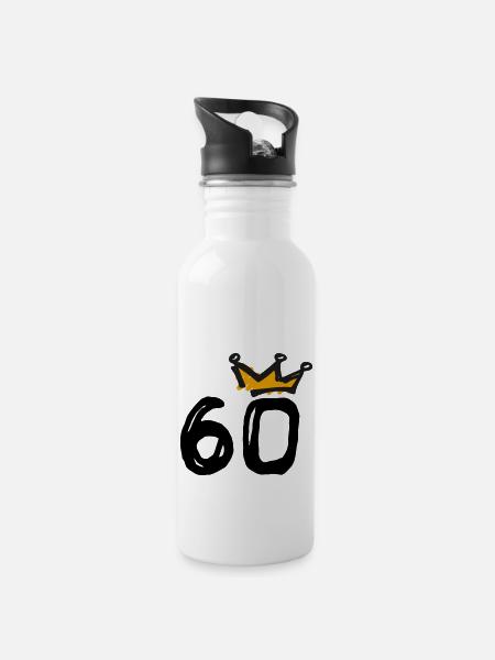 60th birthday Krone - Water bottle with straw - white