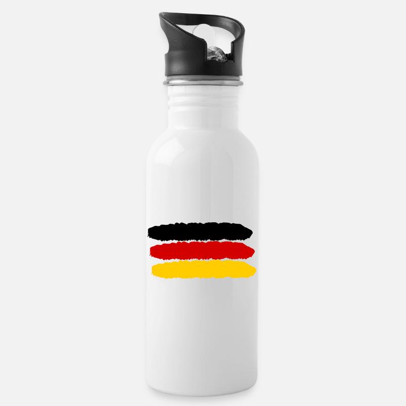 Deutschland Farben schwarz rot gold - Trinkflasche mit integriertem Trinkhalm - Weiß