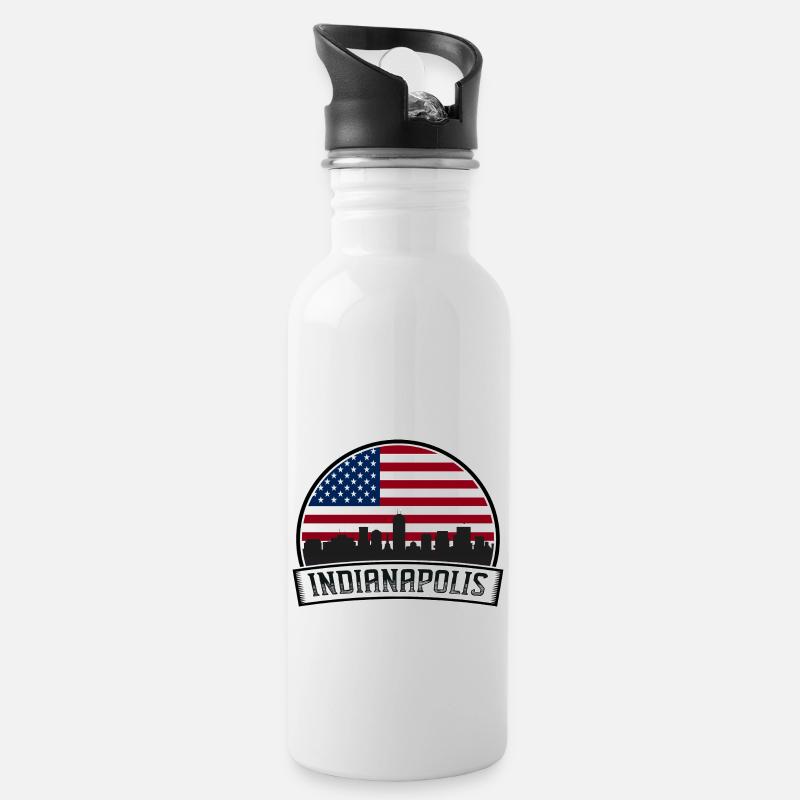 Indianapolis - Trinkflasche mit integriertem Trinkhalm - Weiß