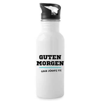 Guten Morgen, ganz dünnes Eis - Trinkflasche mit integriertem Trinkhalm - Weiß - Rechts