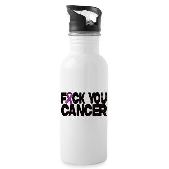 Fuck You Cancer - Purple Bow - Water bottle with straw - white - Right