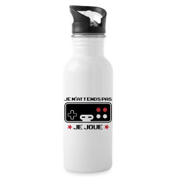 Je N'attends Pas Je Joue - Gamer - Gourde avec paille intégrée - blanc - Droite