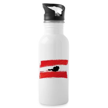 Österreich - Trinkflasche mit integriertem Trinkhalm - Weiß - Rechts