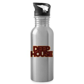 Deep House Musik - Trinkflasche mit integriertem Trinkhalm - Lightsilver - Rechts