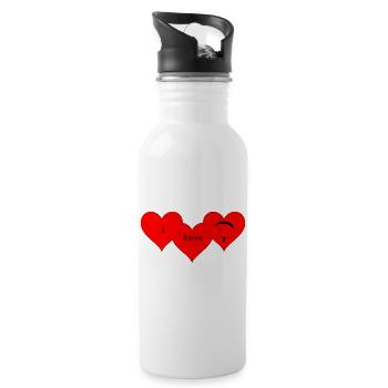 3 Herze - Trinkflasche mit integriertem Trinkhalm - Weiß - Rechts