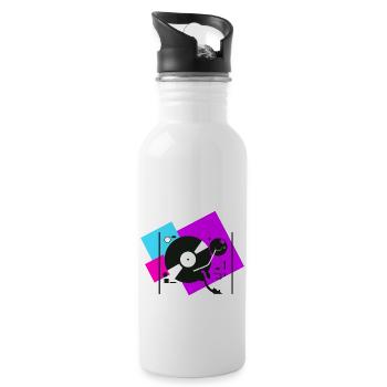 colorful turntables5 - Water bottle with straw - white - Right