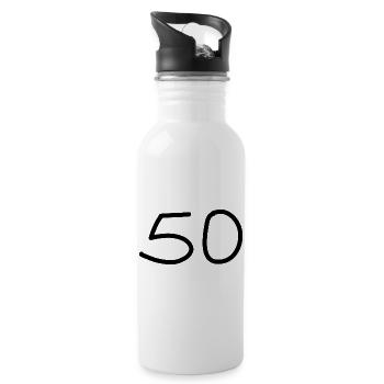 50th birthday fifty number black - Water bottle with straw - white - Right