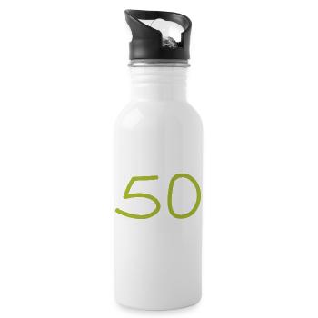 50.Geburtstag fünfzig Zahl grün - Trinkflasche mit integriertem Trinkhalm - Weiß - Rechts