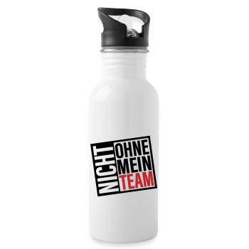 nicht ohne mein team | Farben änderbar - Trinkflasche mit integriertem Trinkhalm - Weiß - Rechts