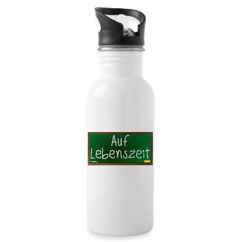 Verbeamtung - Beamter auf Lebenszeit - SCHULE - Trinkflasche mit integriertem Trinkhalm - Weiß - Rechts