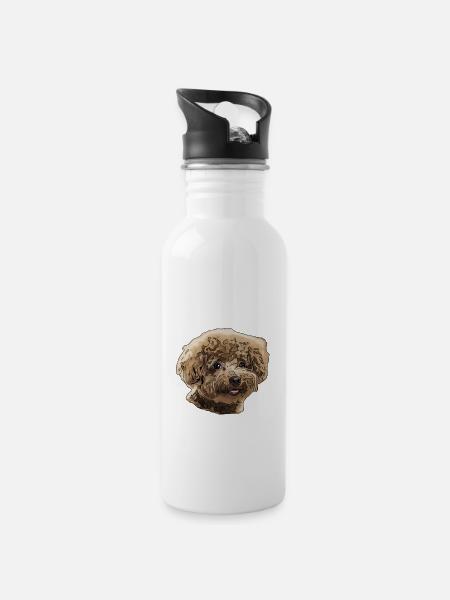 Pudel - Trinkflasche mit integriertem Trinkhalm - Weiß
