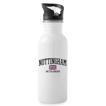 Nottingham England - UK - British flag - Water bottle with straw - white - Right