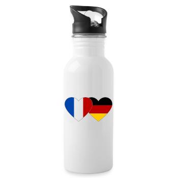 France Allemagne Flag Coeur - Gourde avec paille intégrée - blanc - Droite