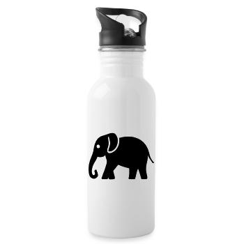 Elefant - Trinkflasche mit integriertem Trinkhalm - Weiß - Rechts