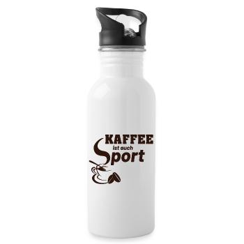 Kaffee ist auch Sport braun - Trinkflasche mit integriertem Trinkhalm - Weiß - Rechts