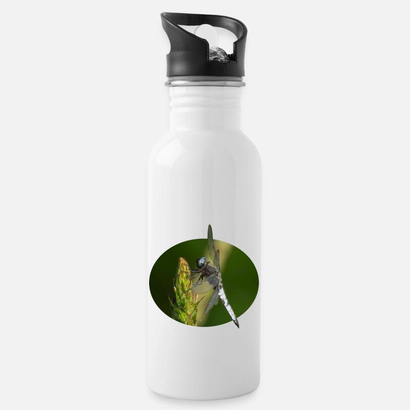 Libelle - Trinkflasche mit integriertem Trinkhalm - Weiß