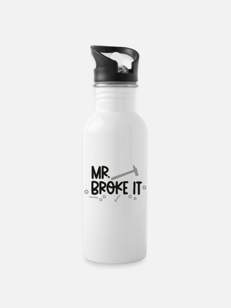 Der Unzerstörbare - Trinkflasche mit integriertem Trinkhalm - Weiß