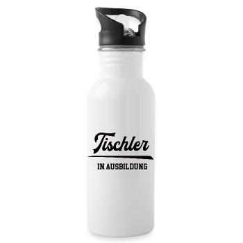 Tischler in Ausbildung Azubi Lehrling Tischlerei - Trinkflasche mit integriertem Trinkhalm - Weiß - Rechts