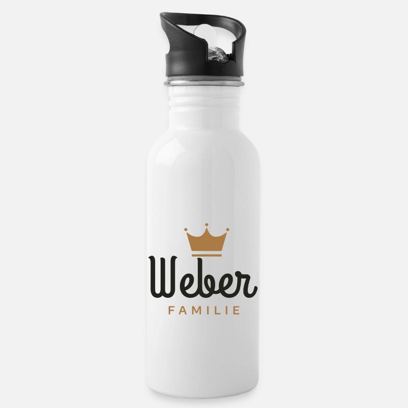 Weber-Familie - Trinkflasche mit integriertem Trinkhalm - Weiß