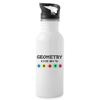 Geometry keeps you in shape, geometric shapes - Water bottle with straw - white - Right