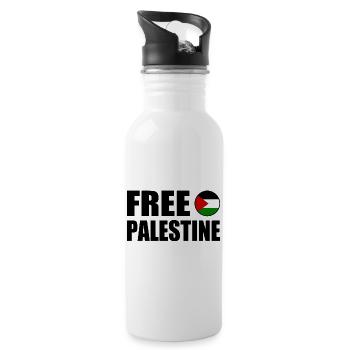 Free palestine - Water bottle with straw - white - Right