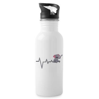 Elefant Herzschlag Niedliches Design - Trinkflasche mit integriertem Trinkhalm - Weiß - Rechts