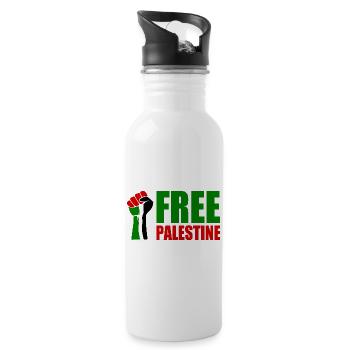 Free palestine - Water bottle with straw - white - Right