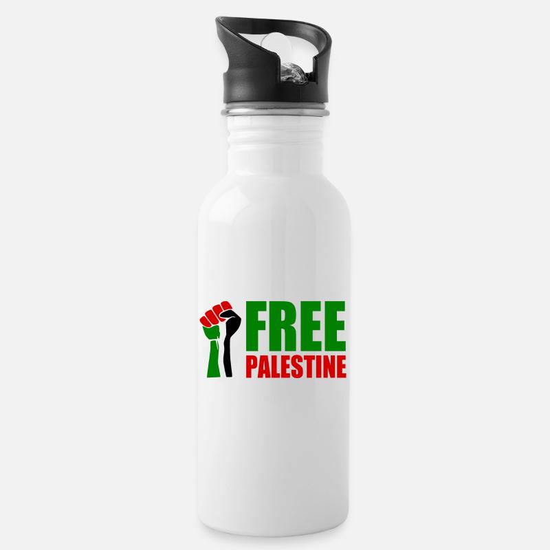 Free palestine - Water bottle with straw - white