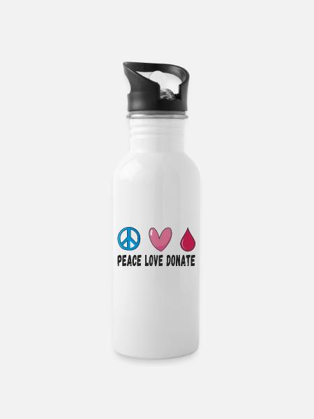 Paix, Amour, Donner du sang - Gourde avec paille intégrée - blanc
