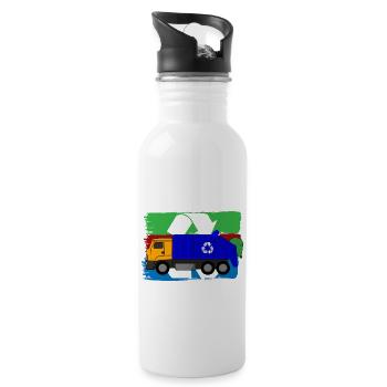Müllwagen Liebe Müllabfuhr Kind Junge I Geschenk - Trinkflasche mit integriertem Trinkhalm - Weiß - Rechts