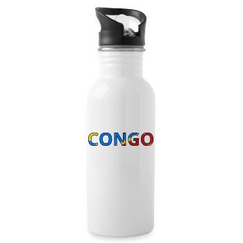 Drapeau Congo (Rép. dém.) - Gourde avec paille intégrée - blanc - Droite