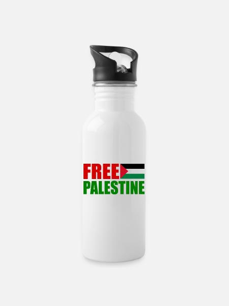 Free palestine - Water bottle with straw - white