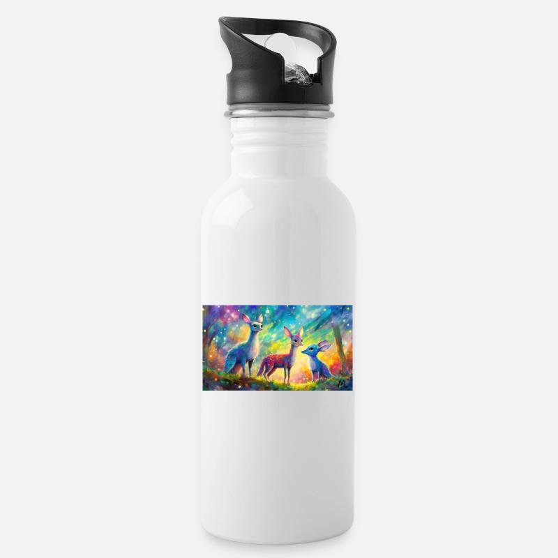 Rehfly - Trinkflasche mit integriertem Trinkhalm - Weiß