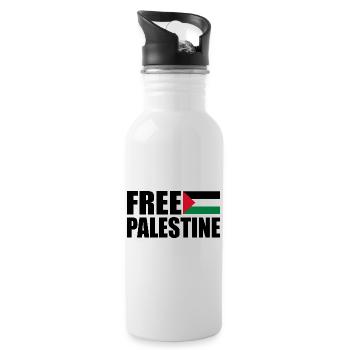 Free palestine - Trinkflasche mit integriertem Trinkhalm - Weiß - Rechts