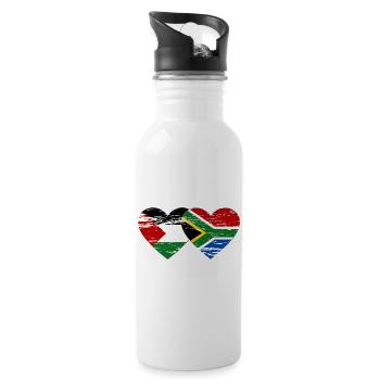 Palestine Afrique du Sud drapeau coeur utilisé - Gourde avec paille intégrée - blanc - Droite