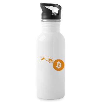 Krypto Creation Hand 3 Bitcoin - Trinkflasche mit integriertem Trinkhalm - Weiß - Rechts