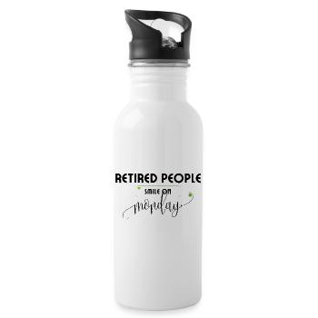 Retirees smile on Monday retirement saying. - Water bottle with straw - white - Right