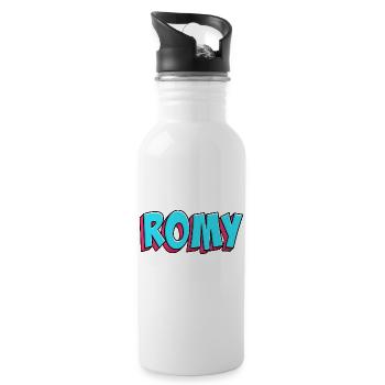 Namen Motiv: Romy - Trinkflasche mit integriertem Trinkhalm - Weiß - Rechts